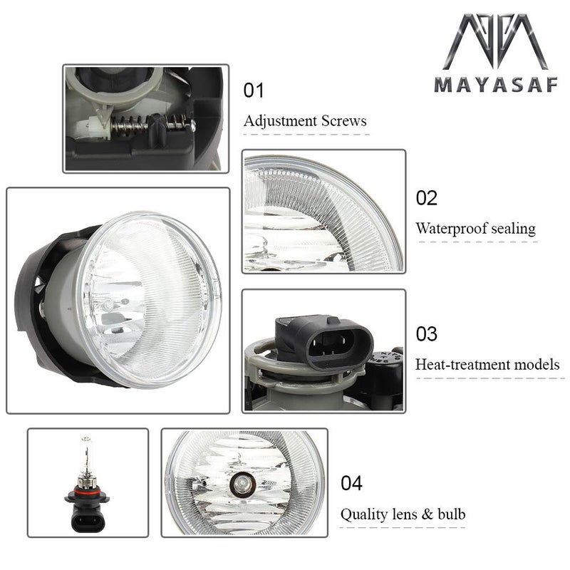 MAYASAF Clear Lens Fog Light Fog Lamp Set for Chrysler 2007-10 300/2007-09 Aspen, for Dodge 2005-09 Dakota/2007-09 Durango, for Jeep 2006-2010 Commander/2005-10 Grand Cherokee(Left+Right) - Image 4